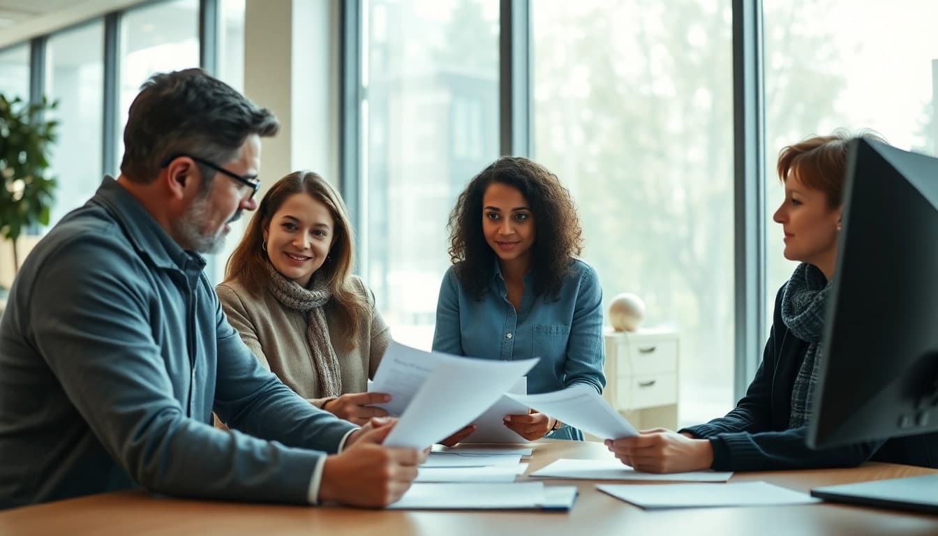 Visualizing life insurance benefits Canada through a family financial consultation scene focused on client engagement.