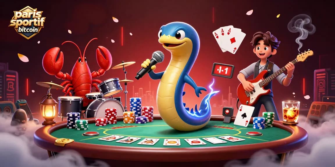 Les paris sportif bitcoin prennent vie avec un electric eel DJ et une scène de casino dynamique.