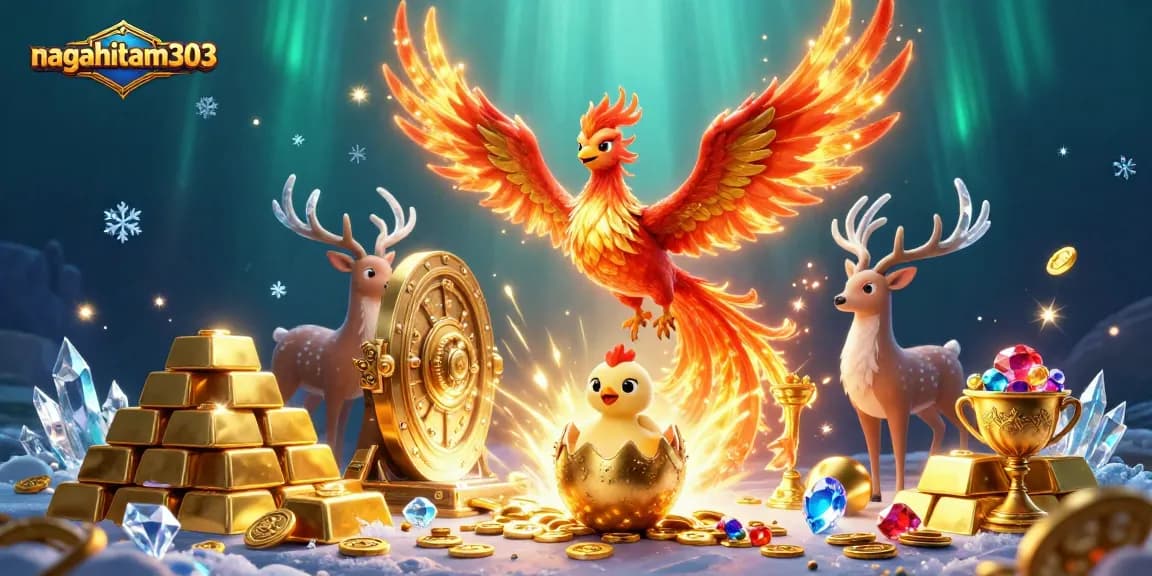 Nagahitam303 menawarkan ilustrasi 3D dari permainan slot dan phoenix berapi, memperlihatkan peluang menang yang memukau.