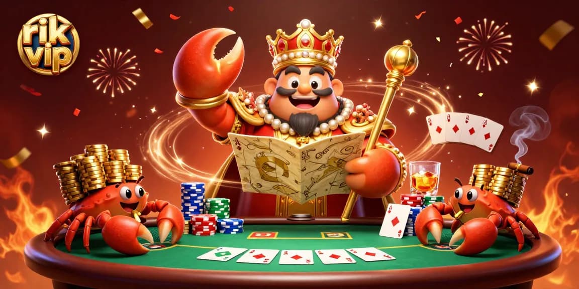Experience the excitement of rik vip with a golden crab emperor in a vibrant casino scene.