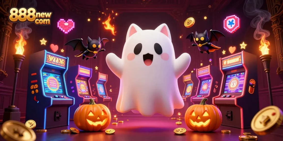 Experience excitement at 888new com with a ghost cat and vampire bat at a haunted casino.