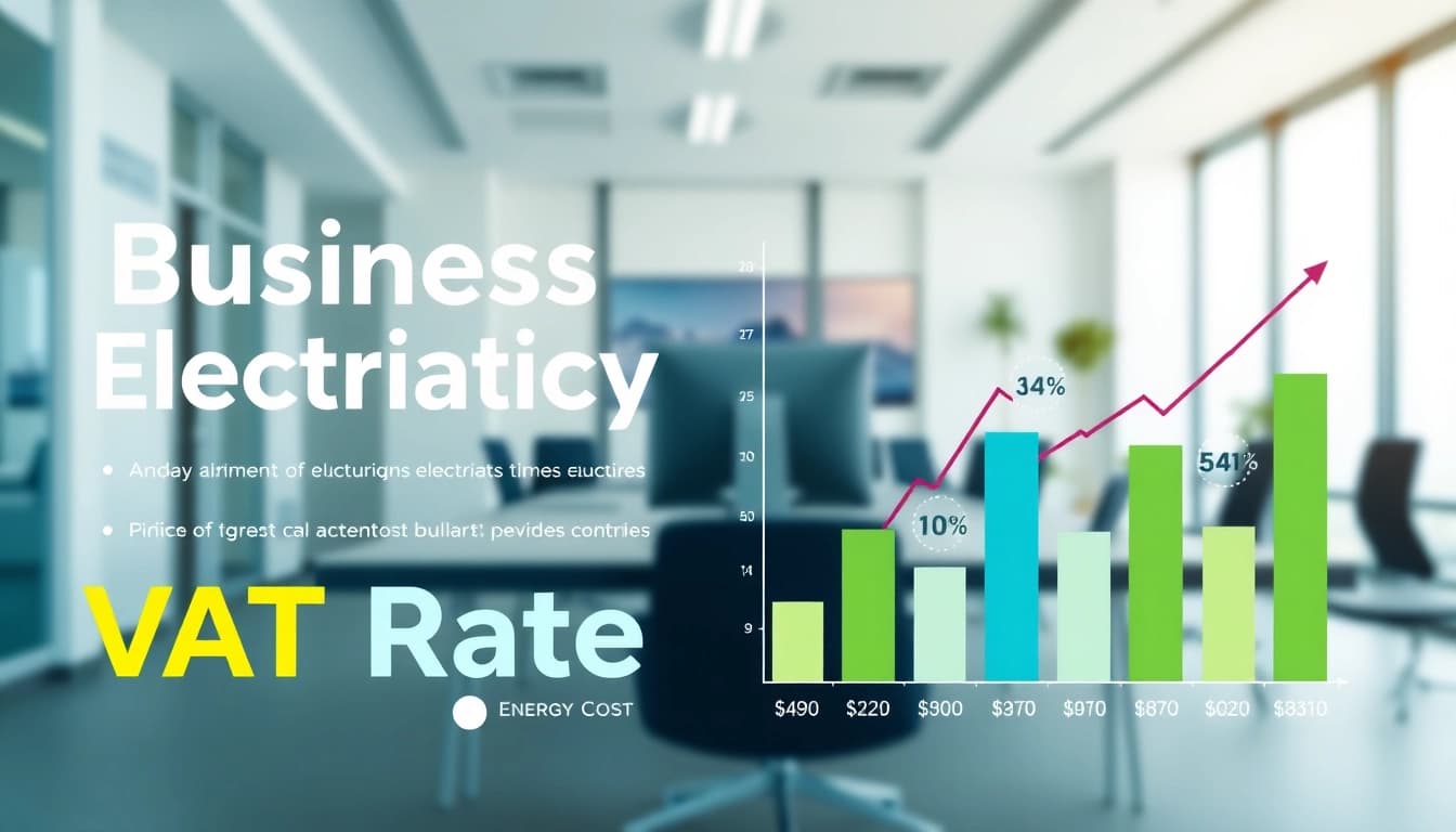 Illustrative infographic displaying business electricity VAT rate data and trends.