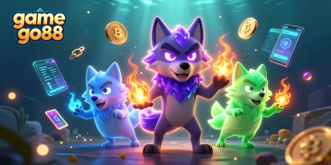 Engage in game go88 with spirited wolves, crypto elements, and dynamic casino symbols.