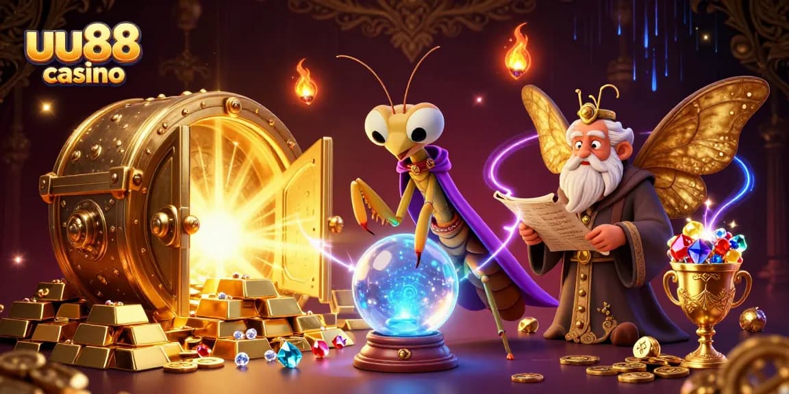 Engage in thrilling games at uu88 casino with vibrant characters and treasure-filled surroundings.