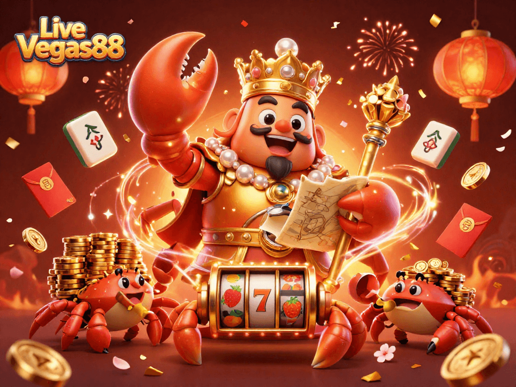 Experience winning thrills at Live Vegas88 with 3D casino characters amidst lively gaming elements.
