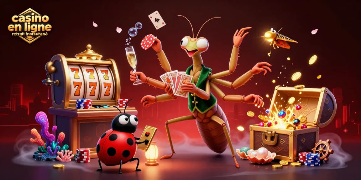 Jouez et gagnez avec le casino en ligne retrait instantané sur une scène animée de jeux de hasard.