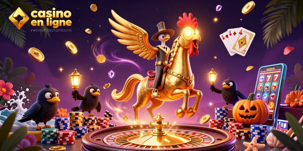 Aperçu d'un casino en ligne retrait instantané avec des personnages colorés et des éléments de jeu captivants