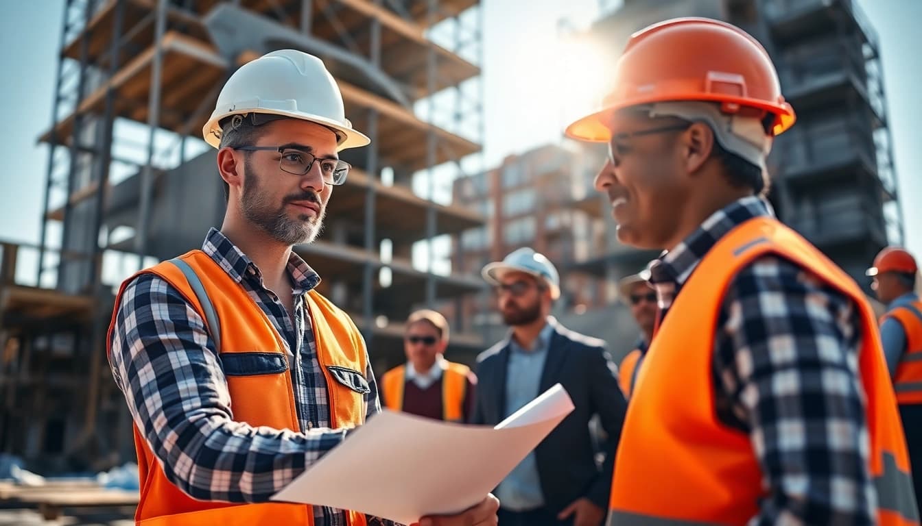 Highlighting a skilled New York General Contractor managing a construction site with a professional team.