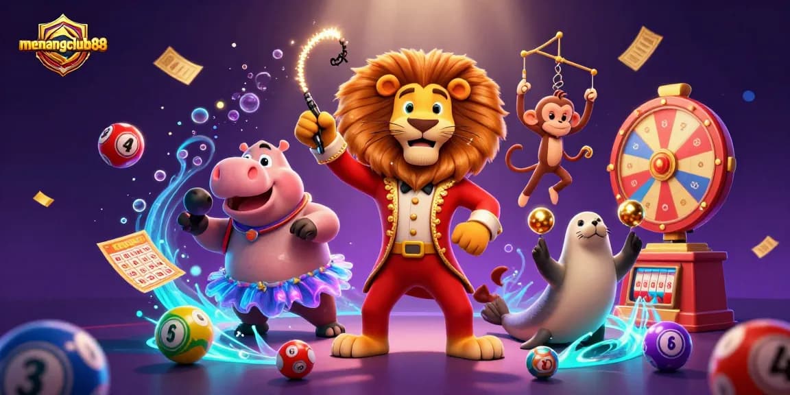 Join the thrilling adventure at menangclub88 with vibrant symbols, excitement, and circus characters!