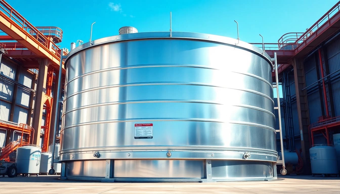 Visualize an Above-Ground Storage Tank Design featuring robust features and clear safety standards.