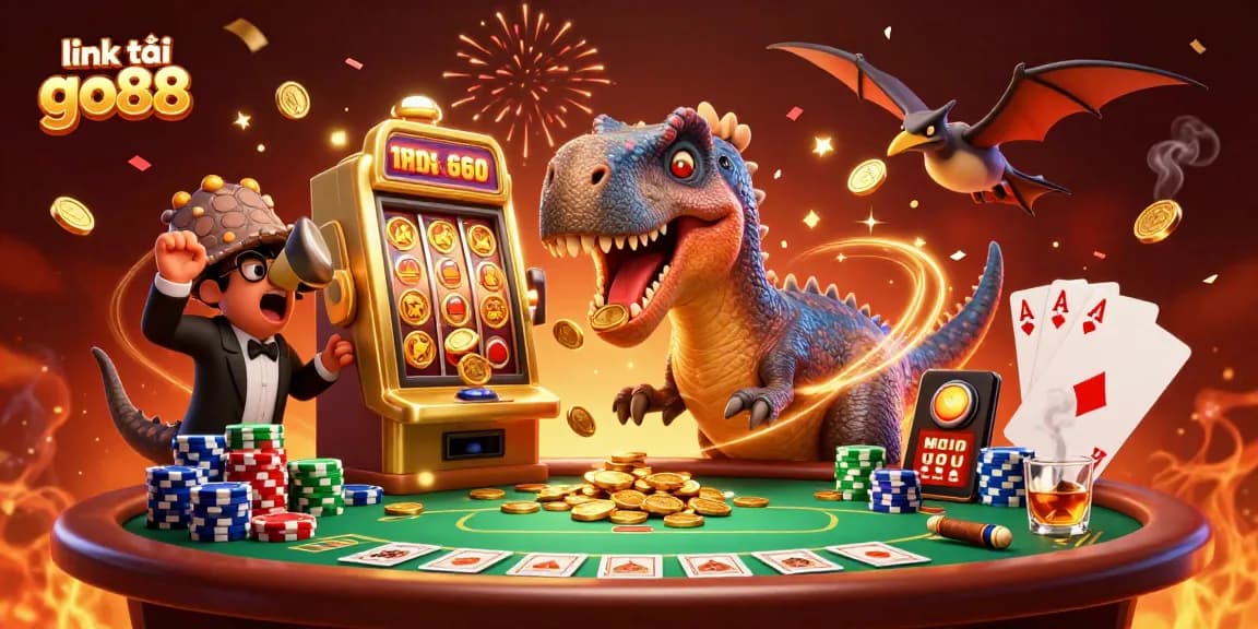 Experience excitement with link tải go88 as a pachycephalosaurus hits a jackpot in a vibrant casino.