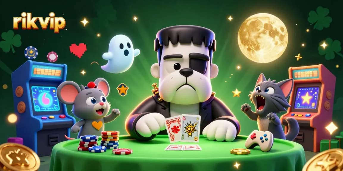 Experience thrilling gameplay with rik vip at a vibrant casino table with dynamic characters and exciting gaming elements.