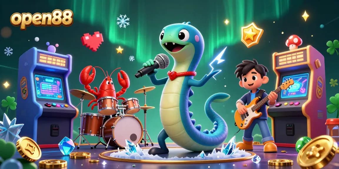 Experience the thrilling underwater casino atmosphere of open88 with vibrant characters and colorful gaming elements.