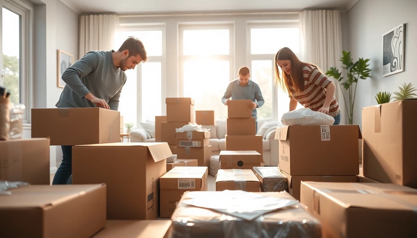 Professional Packing Services team organizing boxes accurately for a seamless move.