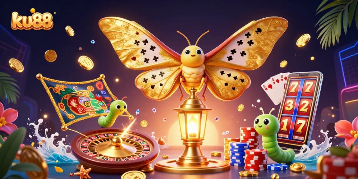 Experience thrilling casino action with ku88's vibrant 3D digital art featuring lively characters and games.