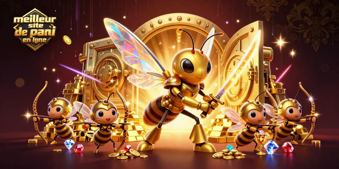 Pariez avec le meilleur site de pari en ligne dans une scène animée illustrant vibrant esprit de compétition et adorables archers abeilles.