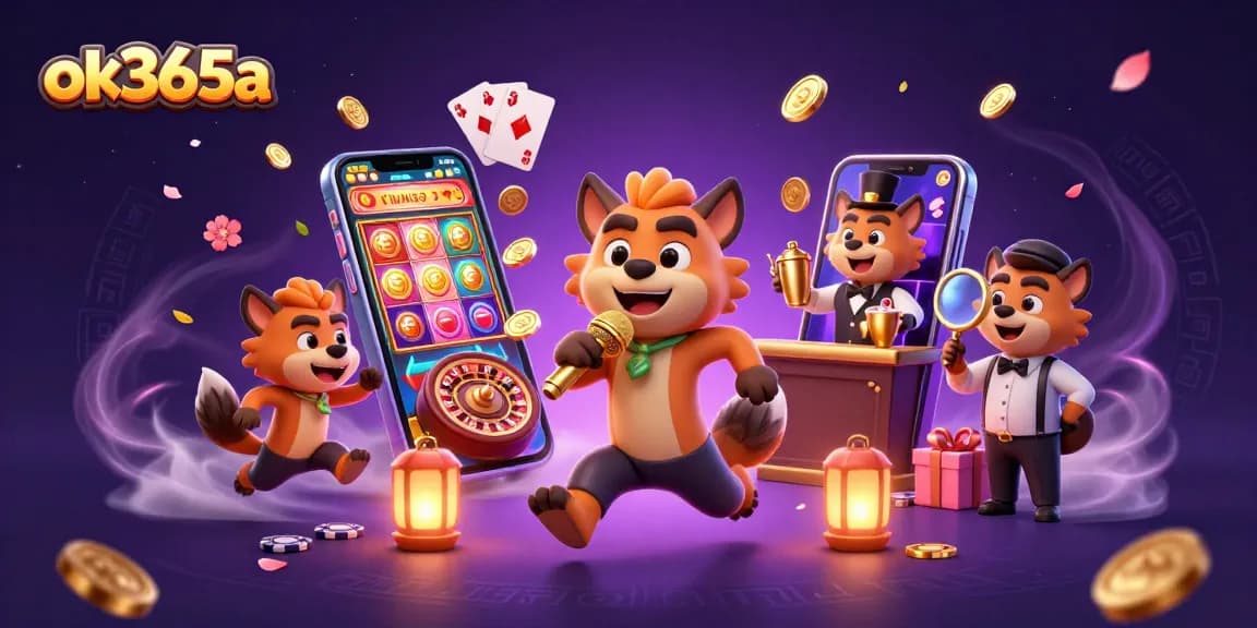 ok365a showcases hyenas running a vibrant comedy casino club with dynamic game elements.