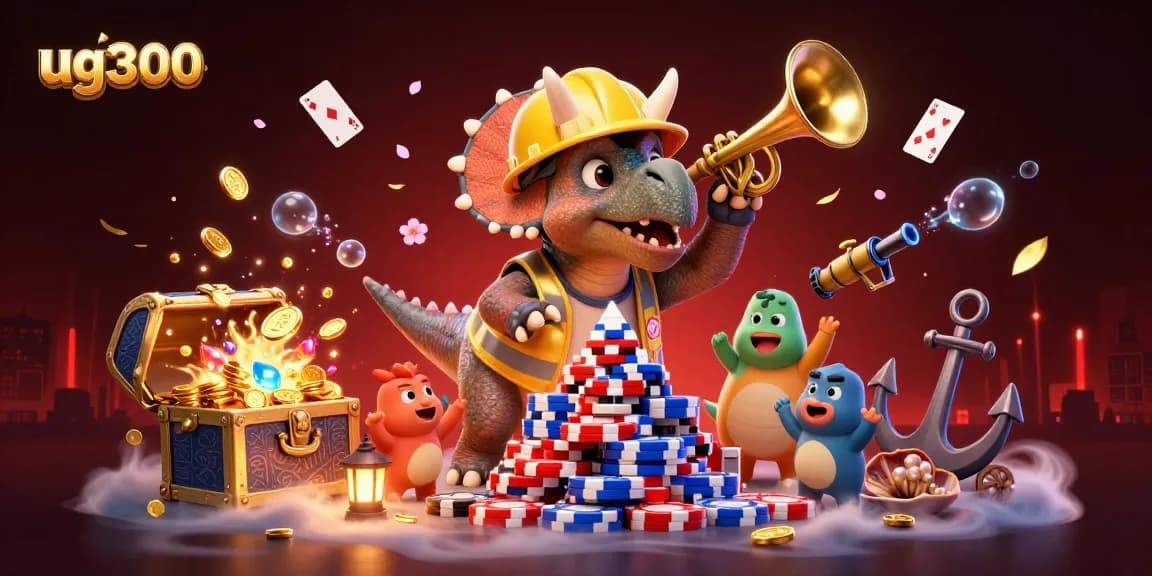 Menggenggam peluang menang dengan ug300, triceratops dan teman-temannya merayakan permainan kasino.
