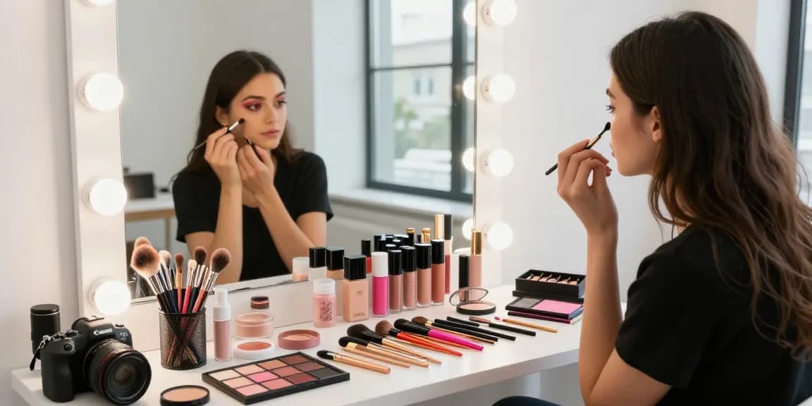 Trucco personalizzato: consulenza di bellezza con esperta che mostra tecniche uniche.