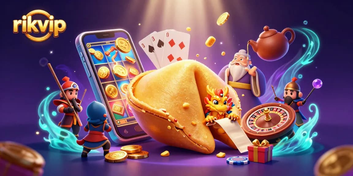 Experience exciting moments with rikvip as a wise dragon guards fortune cookies and casino elements come alive.