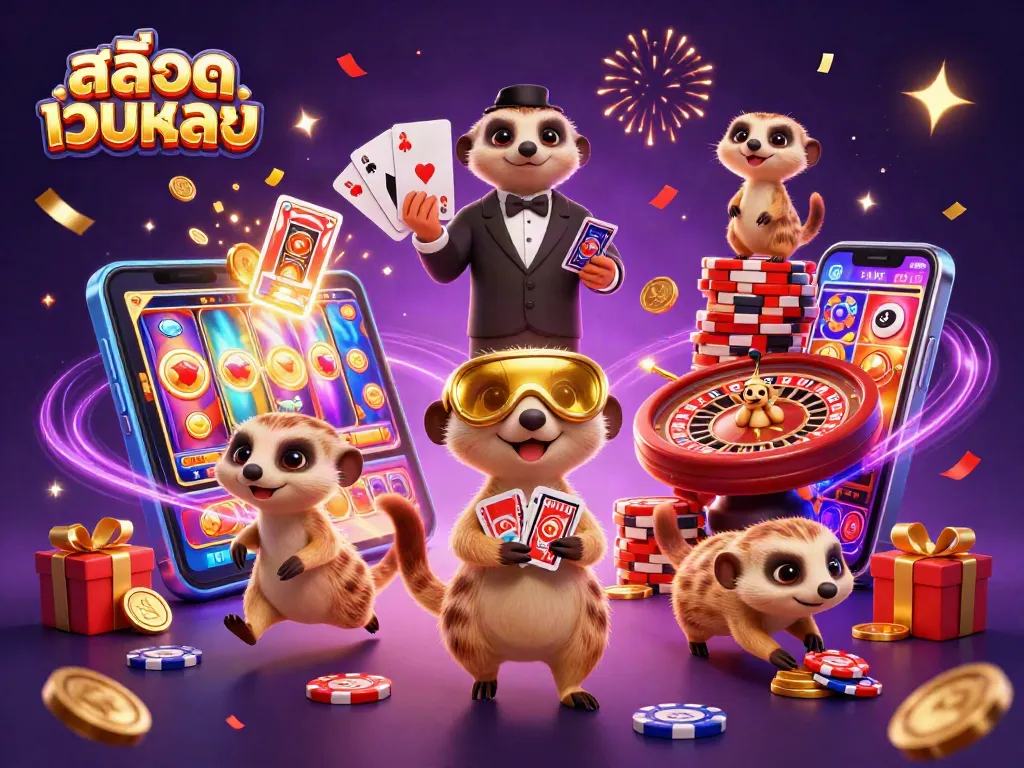 สล็อตเว็บตรง สนุกกับการเล่นเกมคาสิโนในภาพวาด 3D ที่มีมีร์แคตบริหารคาสิโน