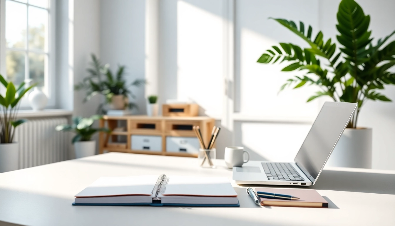 Effortless Daily Organization in a minimalist home office with a planner and calming decor.