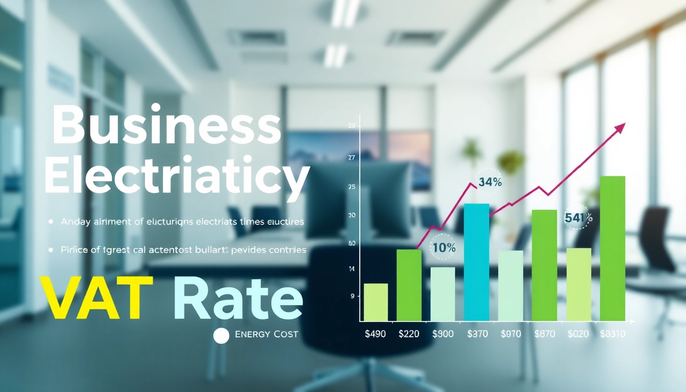 Illustrative infographic displaying business electricity VAT rate data and trends.