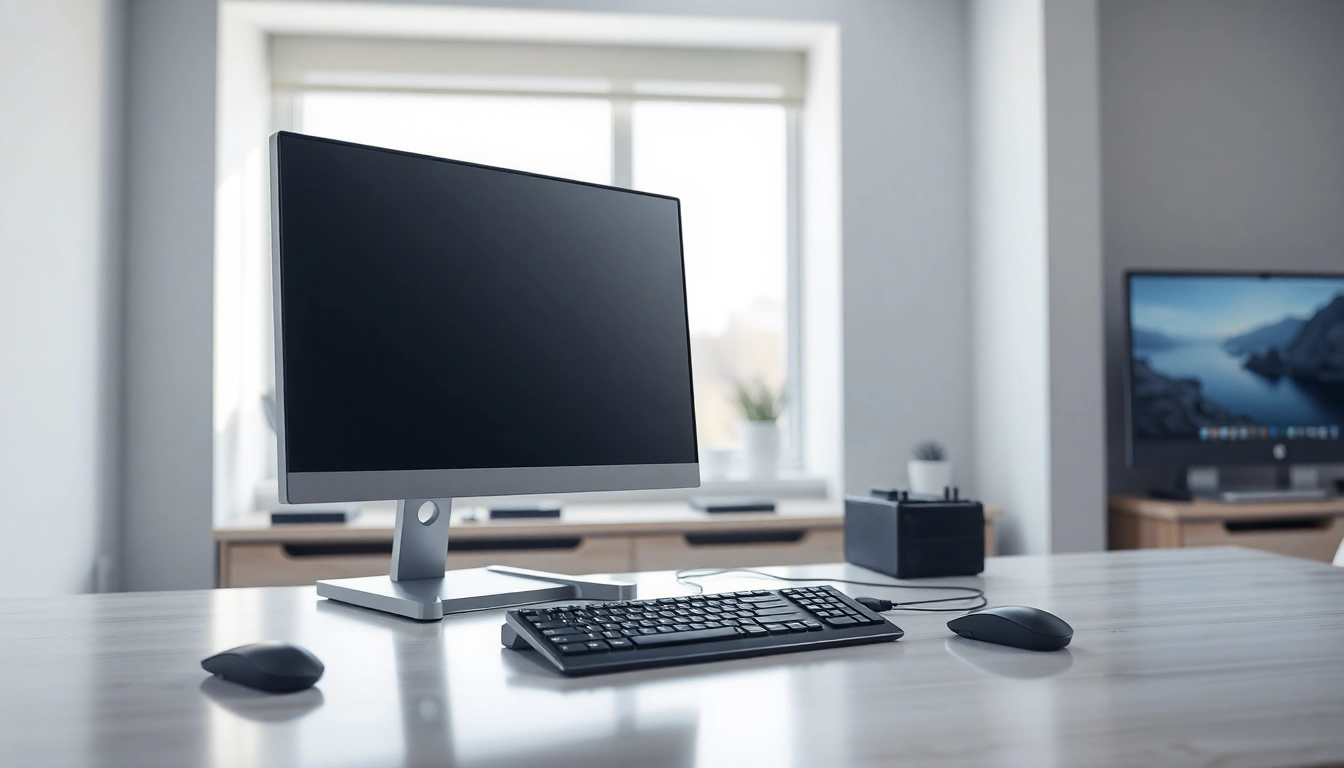 Σύνθεση refurbished pc σε μινιμαλιστικό γραφείο με μοντέρνα ατμόσφαιρα.