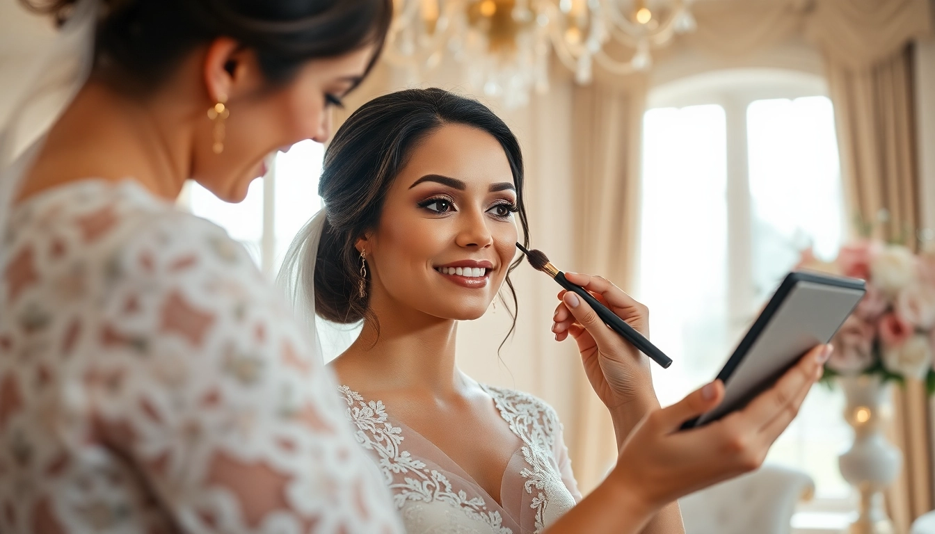 Dallas bridal makeup artist creating a stunning bridal look for a bride in an elegant venue.