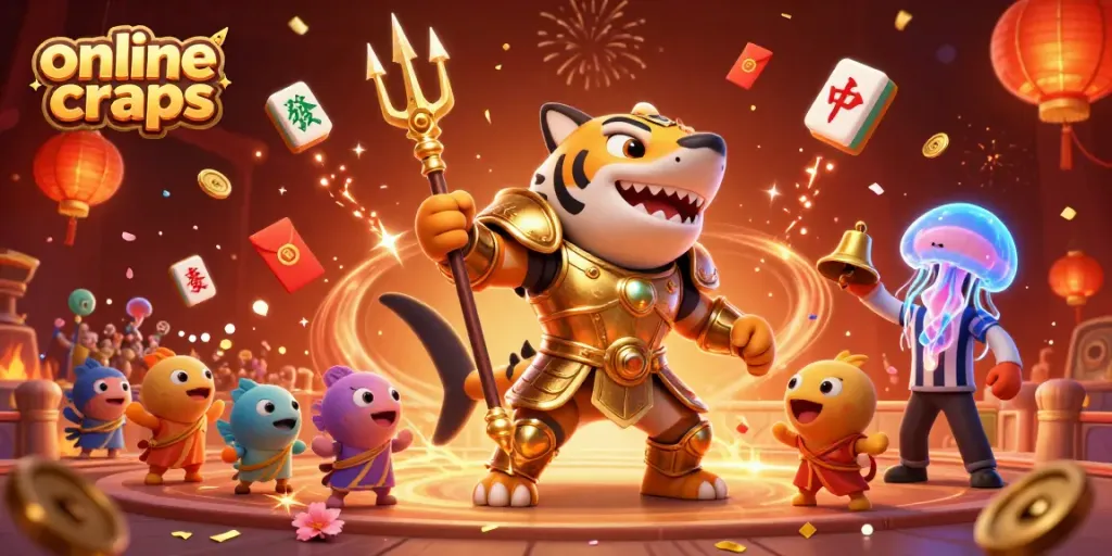 Engage in online craps gameplay of thrilling dice rolls with a dynamic underwater parade featuring a gladiator shark.