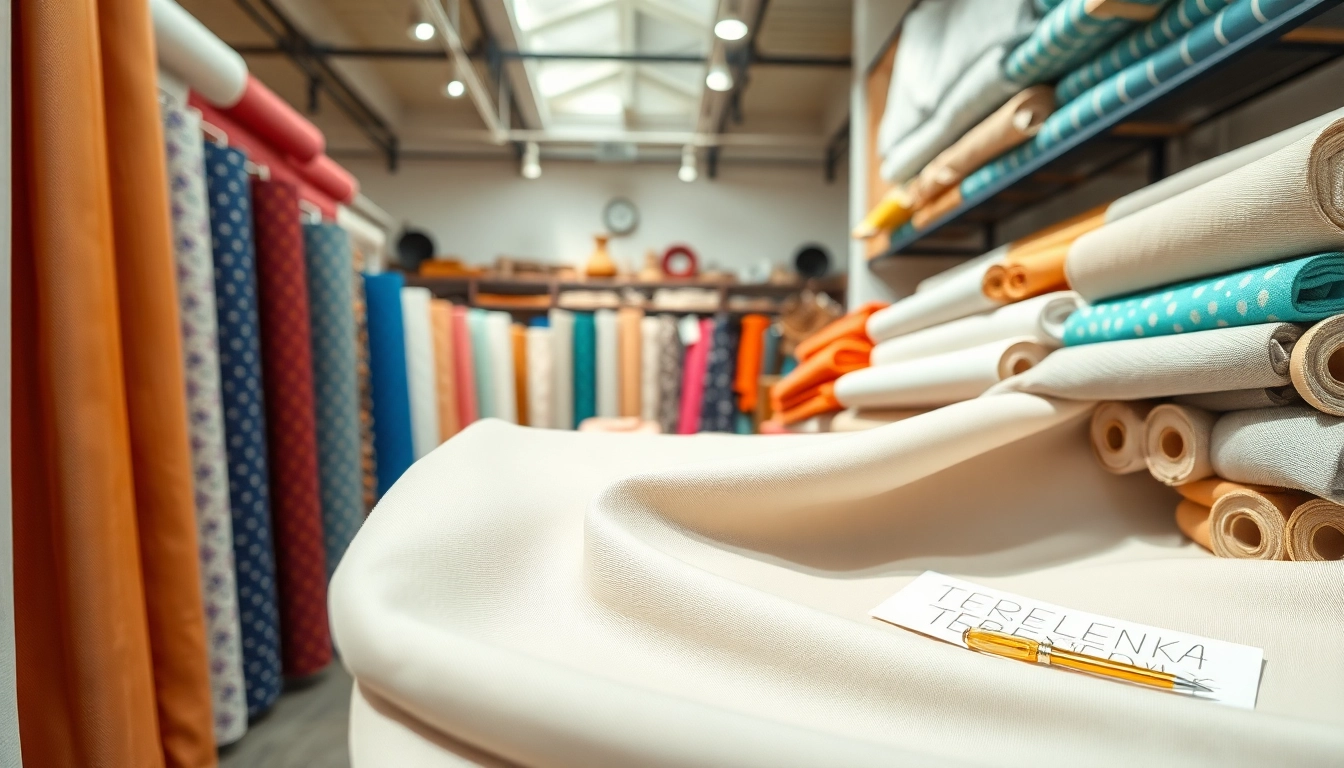 Verken unieke terlenka broekenstof met verschillende kleuren en texturen in en gezellige stoffenwinkel.