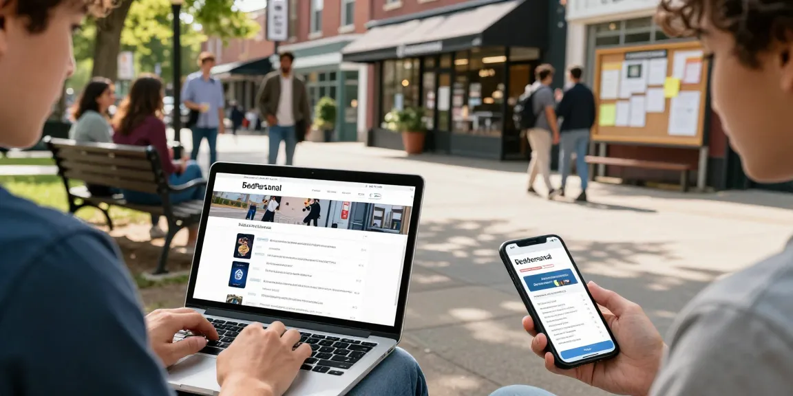 Users engaging with BedPersonal for local classifieds in a vibrant community setting.