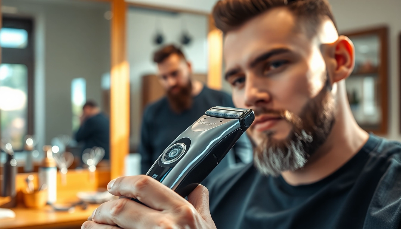 Experience precision with a one blade electric shaver, expertly used by a barber on a well-groomed model.