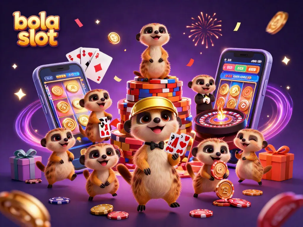 Immerse in the thrilling world of bola slot with charming meerkats at a bustling casino!