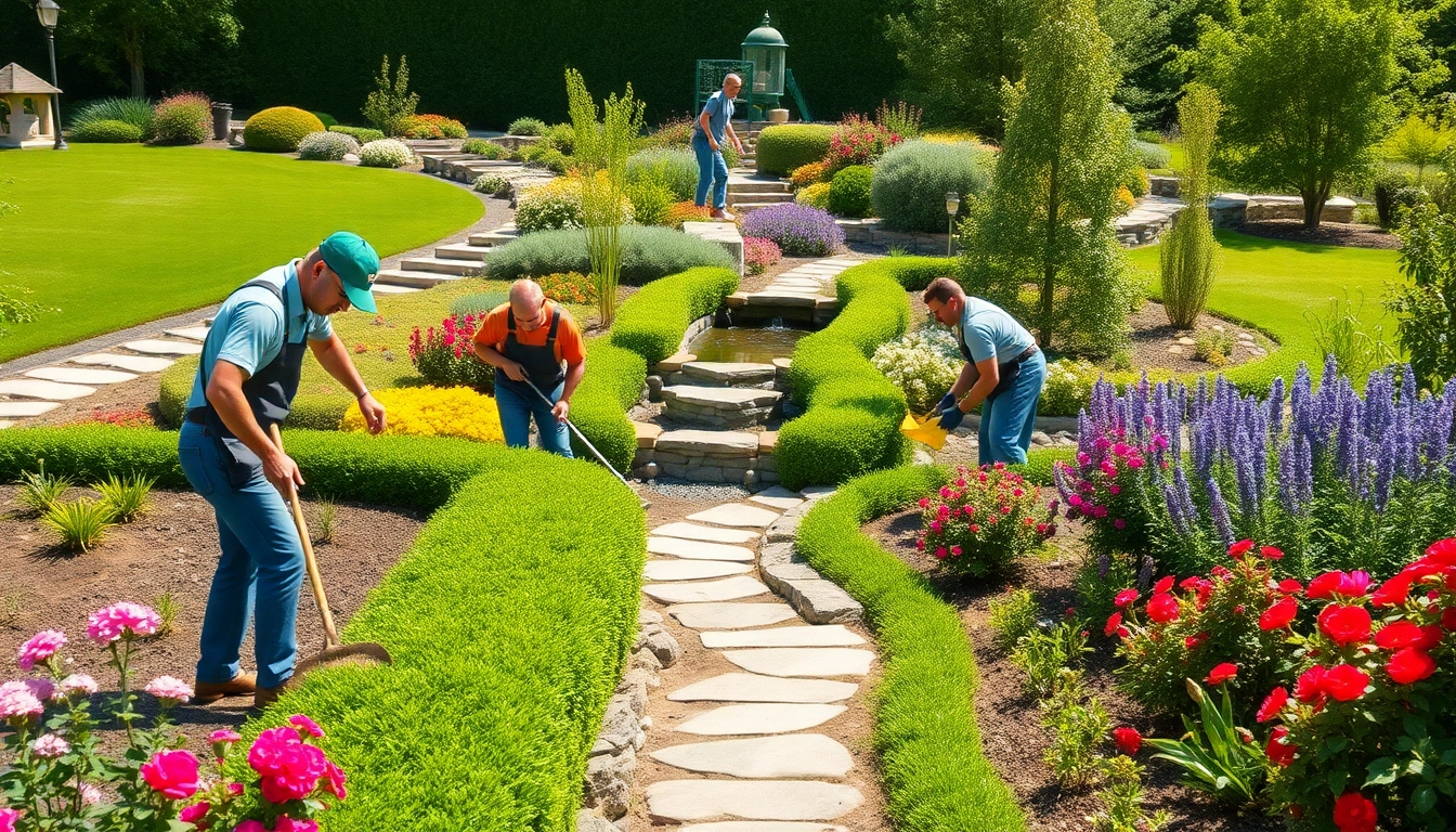 Engaging landscaping services from professionals enhancing a vibrant garden setting.