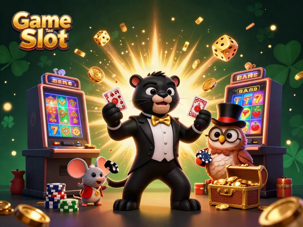 Permainan Game Toto Slot yang menarik dengan karakter kartun sedang bermain di kasino.