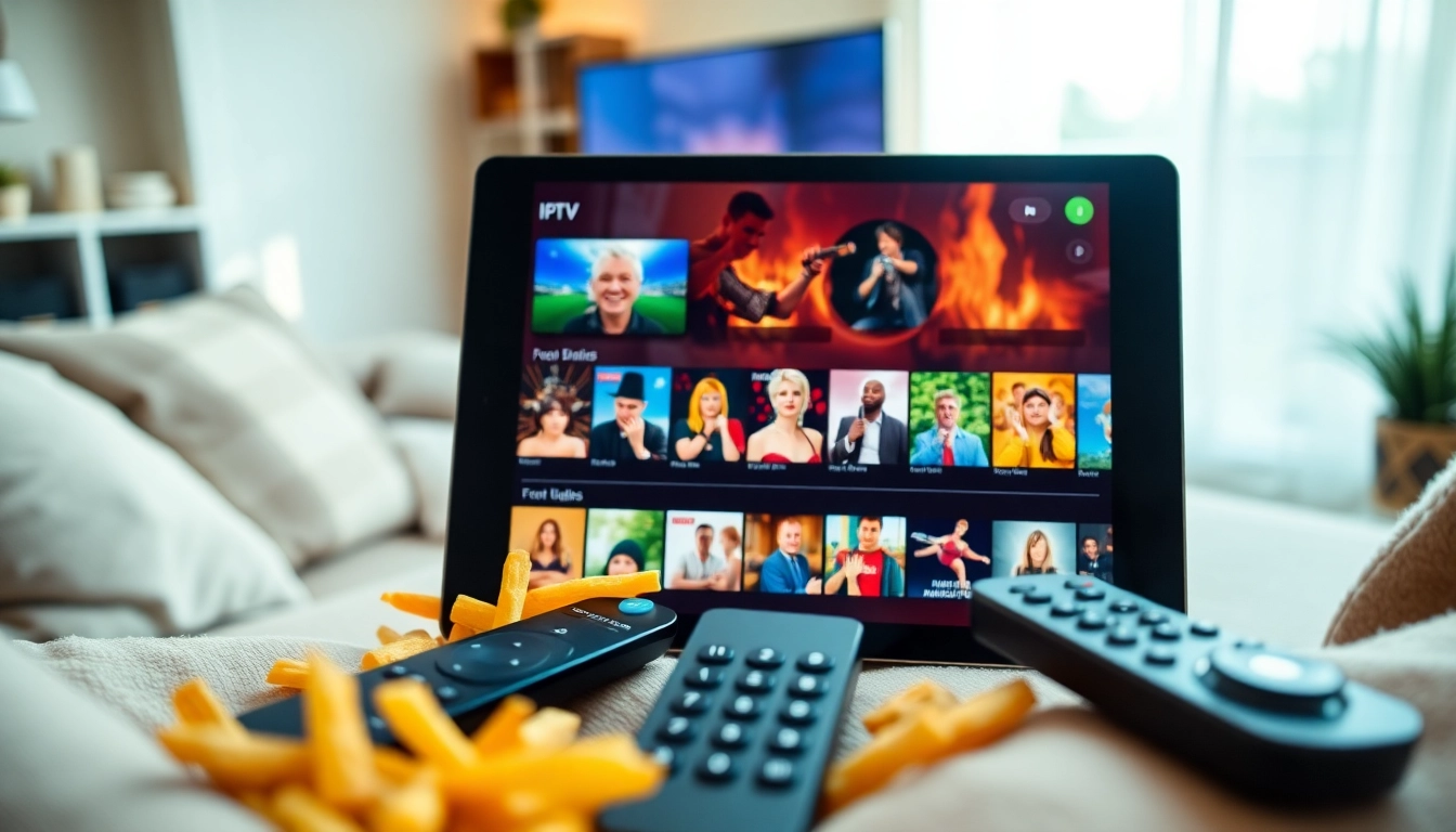 Experience FREE IPTV Trial with vibrant streaming interface in a cozy living room setup
