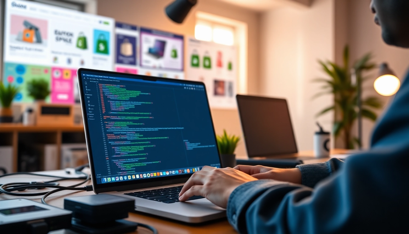Showcasing Custom Shopify development with a developer building a responsive eCommerce store.