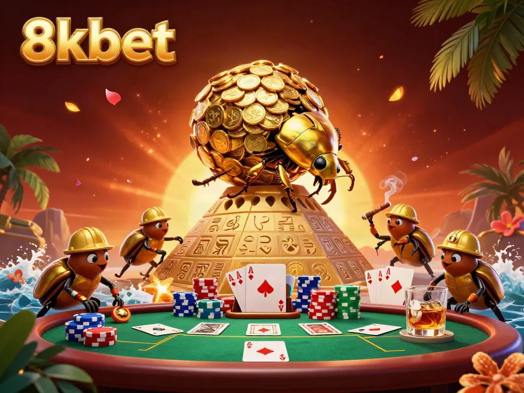 Experience the thrilling world of 8xbet with vibrant casino elements and detailed characters in a dynamic scene.